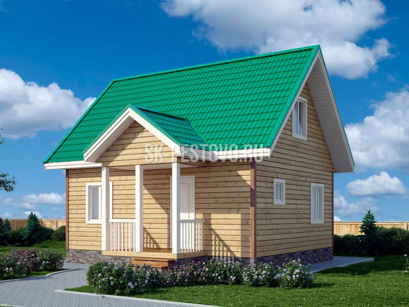 Дом из бруса 6х7 с мансардой и террасой: проект, комплектация, цена строительства