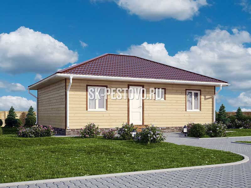 Одноэтажный каркасный дом 9х7 по проекту «КД-38», стоимость строительства от 1255000 руб.