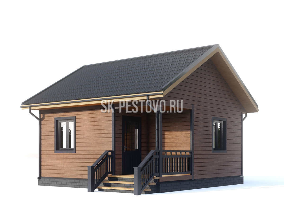 Одноэтажный каркасный дом 6 на 6 по проекту КД-18 от СК Пестово, строительство под ключ и усадку